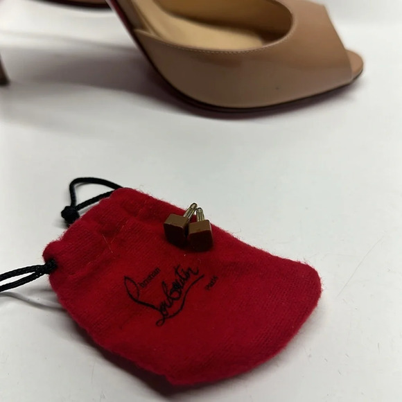 Christian Louboutin Senora T-strap High Heel Heels Shoes 100 MM Tan Nude Size 38 - Picture 9 of 13